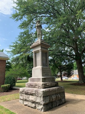 A confederate statue near Municipal Building Two.