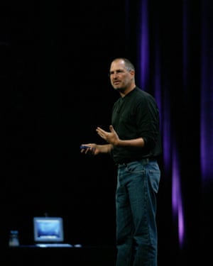 Steve Jobs gives his keynote address on the opening day of Apple Expo in Paris in 2003